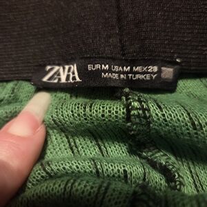 Zara Black Green Knit Pants Sz M